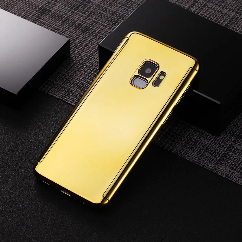 360 Полное покрытие зеркальный чехол для samsung Note 9 S10 Plus S8plus жесткий защитный чехол для samsung Galaxy S9 Plus S7 Note9 чехол s10lite - Цвет: Золотой