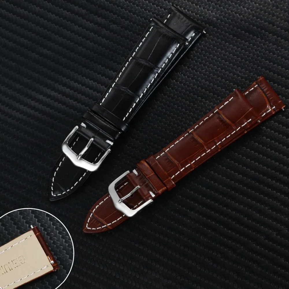 

20MM 22MM Width Men Women Genuine Leather Strap Quick-release Spring Bars Tool Free Replacement Strap Brown Black Watch Band