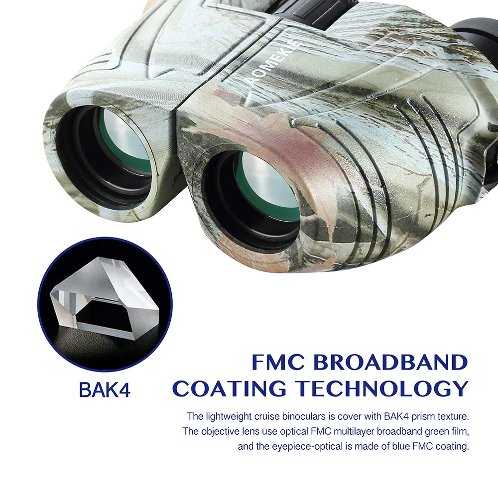 Бинокль AOMEKIE 12X25 компактный HD Bak4 Prism FMC оптический стеклянный объектив телескоп