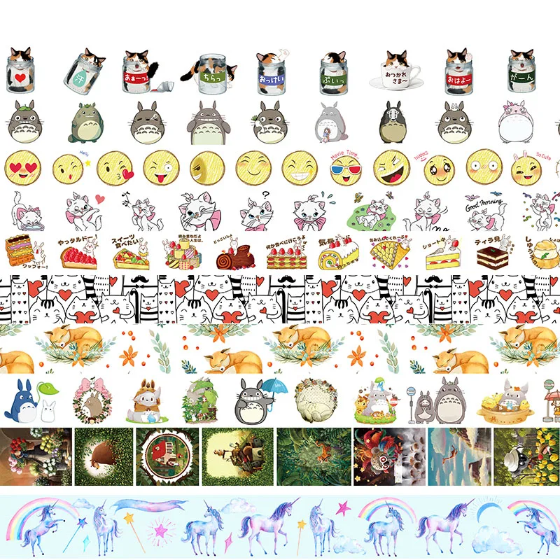 

Kawaii Animal World color cute unicorn/fox/Neighbor Totoro/cat/bear Decoration Washi Tape DIY Planner Scrapbooking Masking Tape