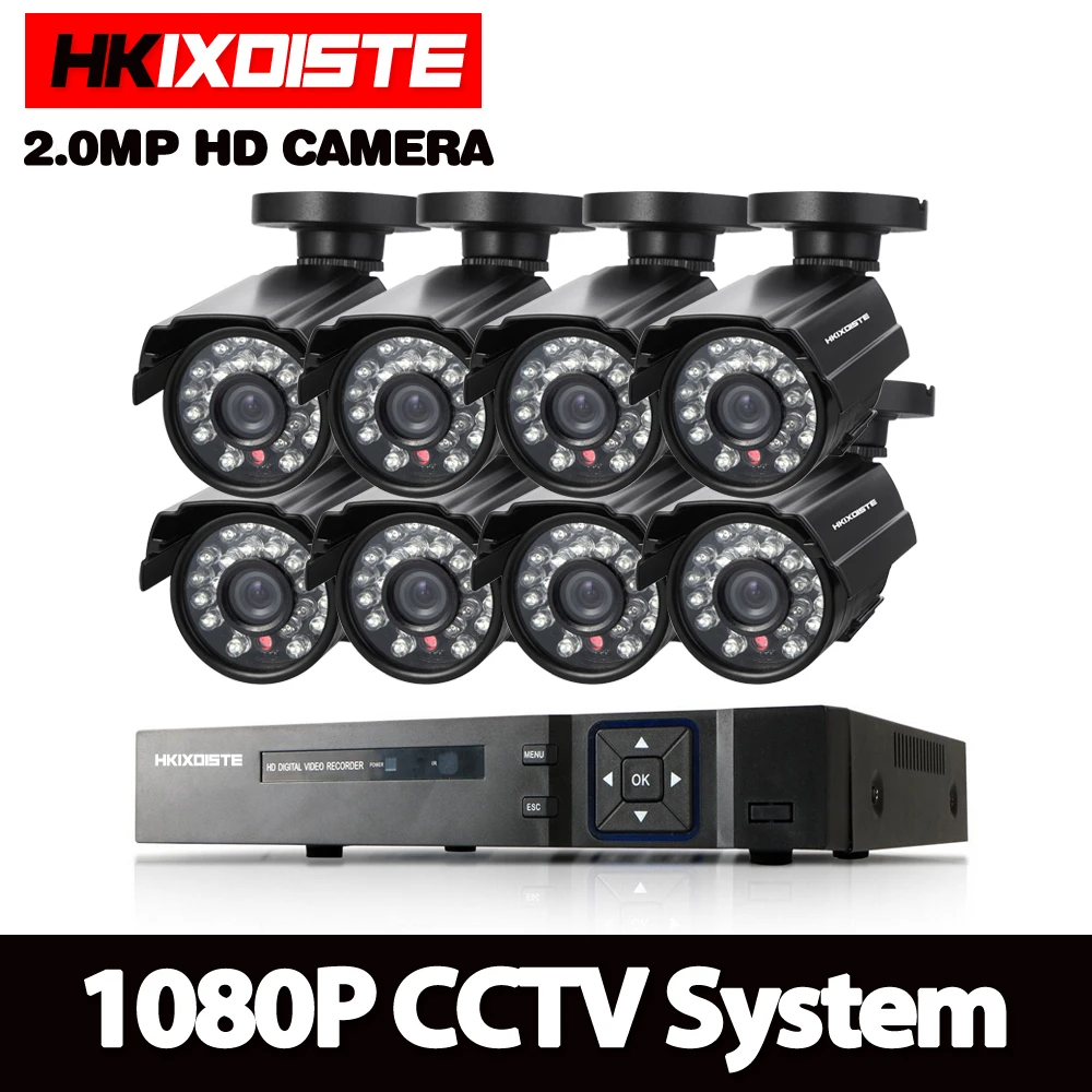 8CH 1080N HDMI DVR HD Dome indoor Outdoor 1080p Black Security Camera System 8 Channel CCTV Surveillance DVR Kit AHD Camera Set