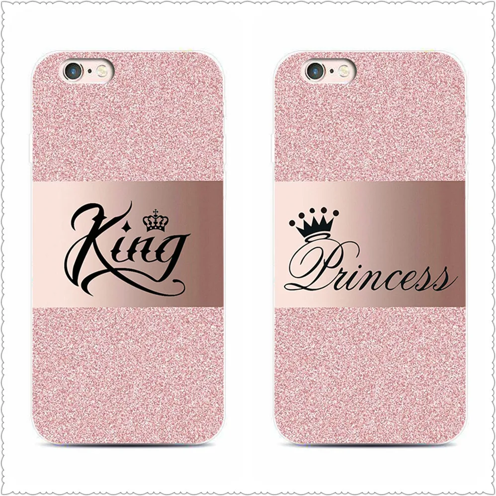 fashion Crown Case For iphone X 7 8 Black silicone case Cute Letter KING QUEEN Soft TPU Couples For Samsungs7 s8 s9 Case