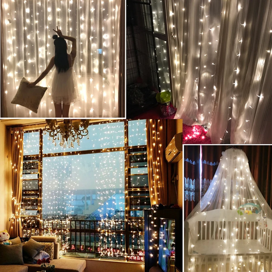 Thrisdar 6*3 м 600 светодиодный светильник для рождественских занавесок, гирлянда «сосульки» светильник для свадьбы, вечеринки, сада, окна, занавески, сосулька, светильник