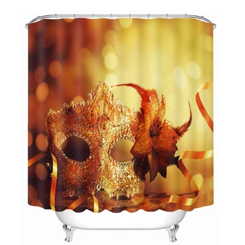 

3D Sexy Party Mask Pattern Shower Curtains Coloured Ribbon Bathroom Curtain Waterproof Thickened Bath Curtain Customizable