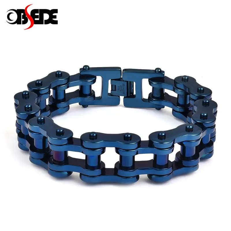 

OBSEDE Men Vintage Gothic Motor Titanium Steel Bullet Clip Chain 316L Stainless Bracelets Hip Hop Punk Bangles Cuff Bracelet