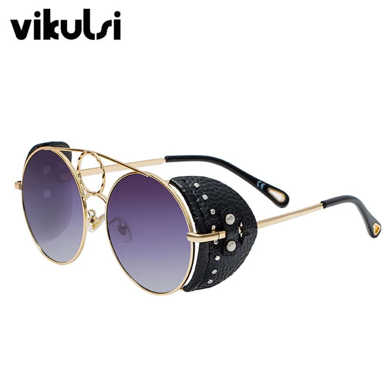 Готические дизайнерские солнцезащитные очки-звездочки женские модные роскошные PU ветрозащитные увеличенные Круглые Солнцезащитные очки для женщин мужские Оттенки UV400