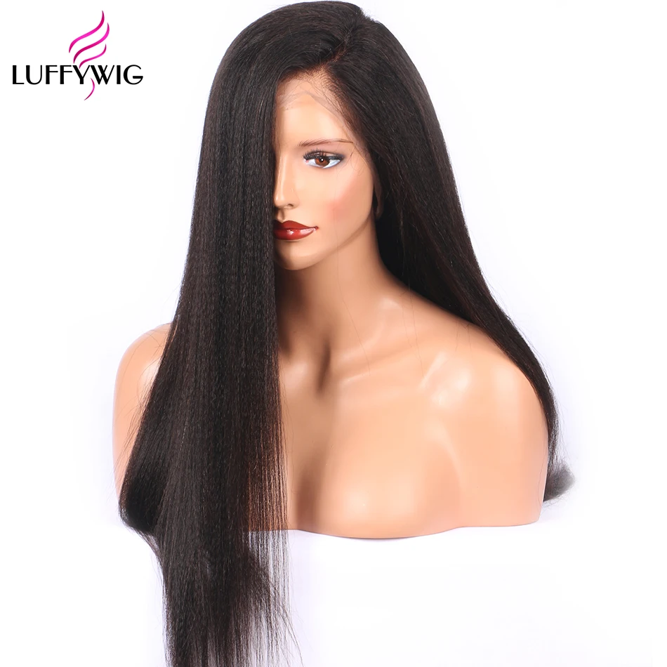 LUFFYHAIR бразильские человеческие волосы кружева передние парики предварительно сорвал с волосами младенца свет яки прямые 13x6 глубокая часть Remy для женщин