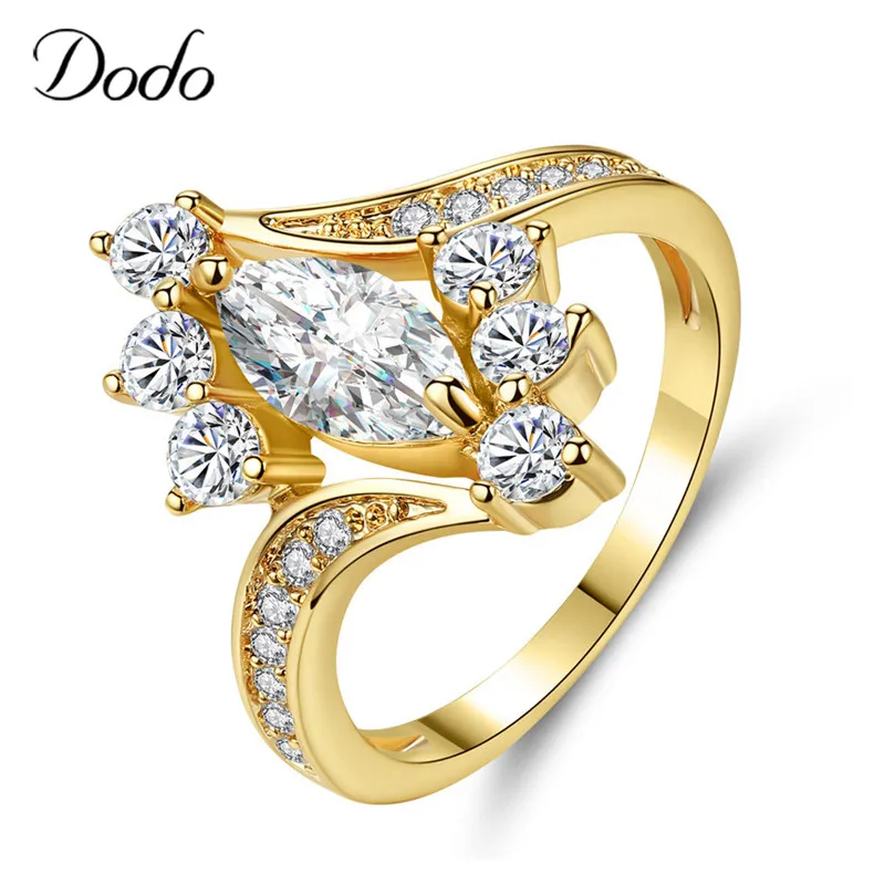 

Charm Geometric Flower Stone Zircon Ring Gold Color Ladies Round Ring Female Hand Jewelry Bijuteria Feminina anillos mujer R265