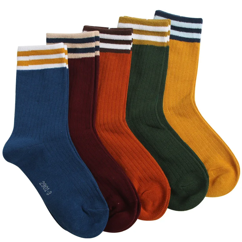 New Kind of Socks Autumn and Winter Student Women's Retro-Japanese Stripe All-cotton Heating Cotton | Женская одежда