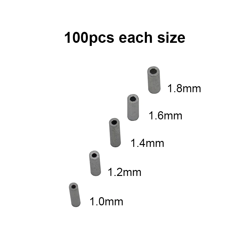 Алюминий Рыбалка обжимные рукава 500 шт./компл. один круглая леска ОБЖИМНАЯ трубка обжимной разъем для проводов аксессуары 1,0-1,8 мм