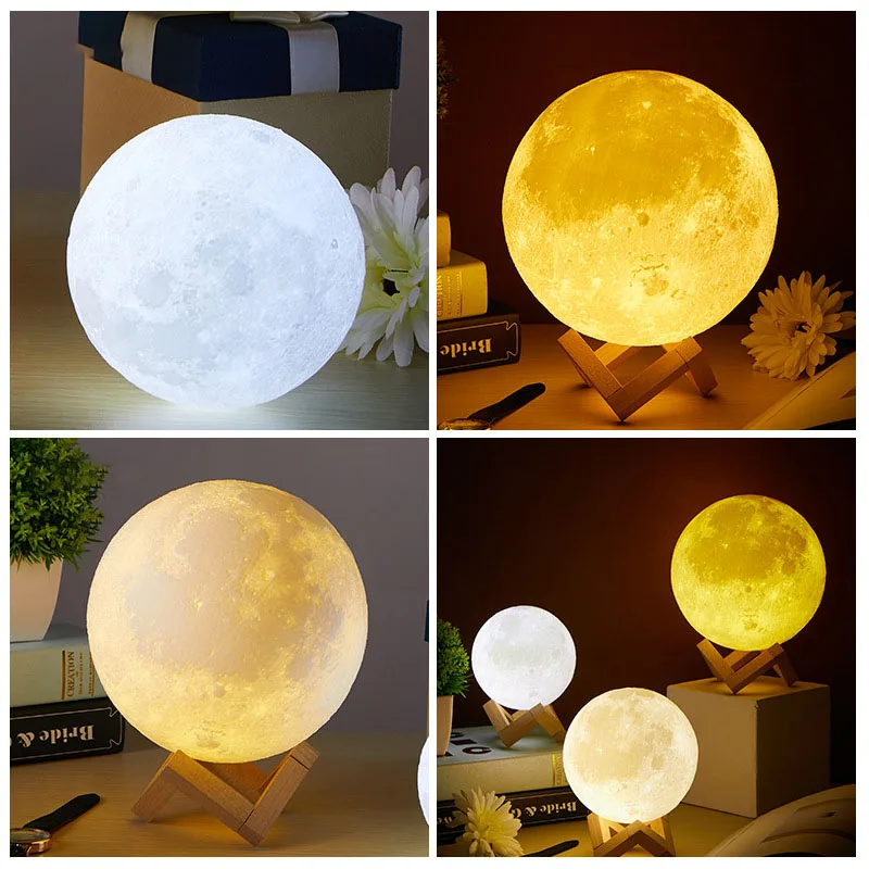 مجموعة أصدقاء 3D طباعة القمر تزيين الكرة اللون تغيير اللمس التبديل نوم خزانة ديكور المنزل الإبداعية هدية