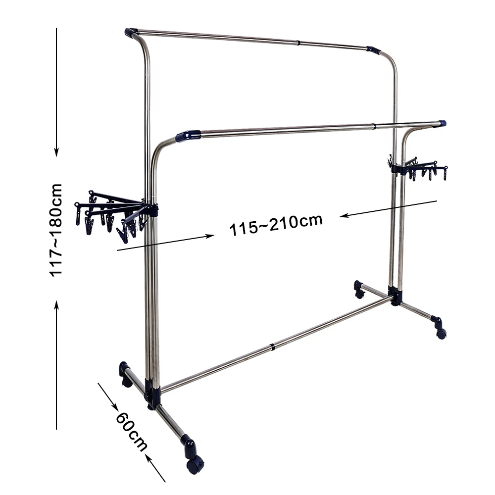  Length Width Adjusting Balcony Clothes Laundry Rack Outdoor Sheet Blanket Quilt Drying Rack with Wh