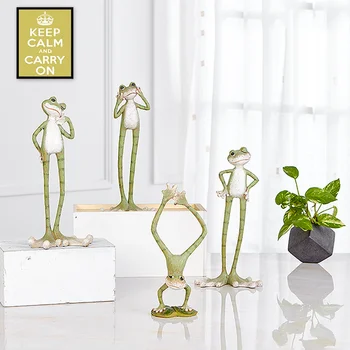 

Frog Ornament Creative Sculture Home Decoration Animal Statue Resin Crafts Wedding Decor