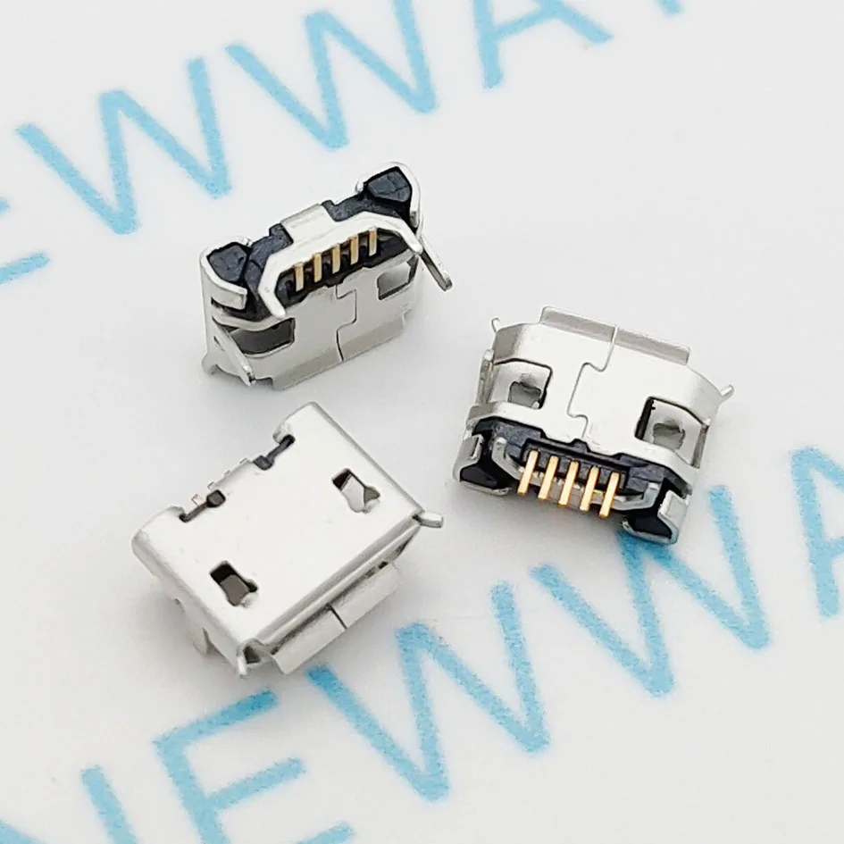 Новинка, высокое качество, 100 шт., разъем Micro USB, гнездо, гнездовой тип, 5Pin, SMT, Хвостовая зарядная розетка, печатная плата