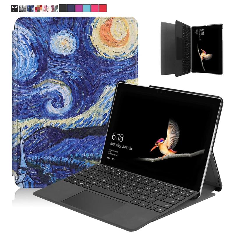 

Funda For Microsft Surface Go 10'' Printed Flip Case Cover For Microsft Surface Go 10'' Smart Magnet PU Leather Coque+Stylus