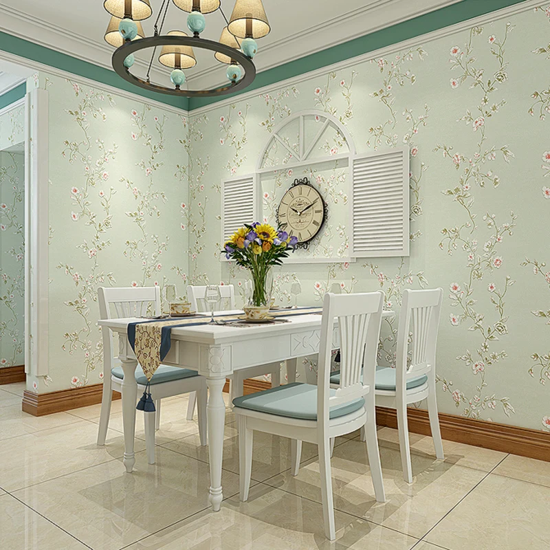 Korean Style Embossed Rustic Floral 3D Wallpaper Roll Modern Fashion Non-woven Wallpaper For Bedroom Living Room Walls Contact