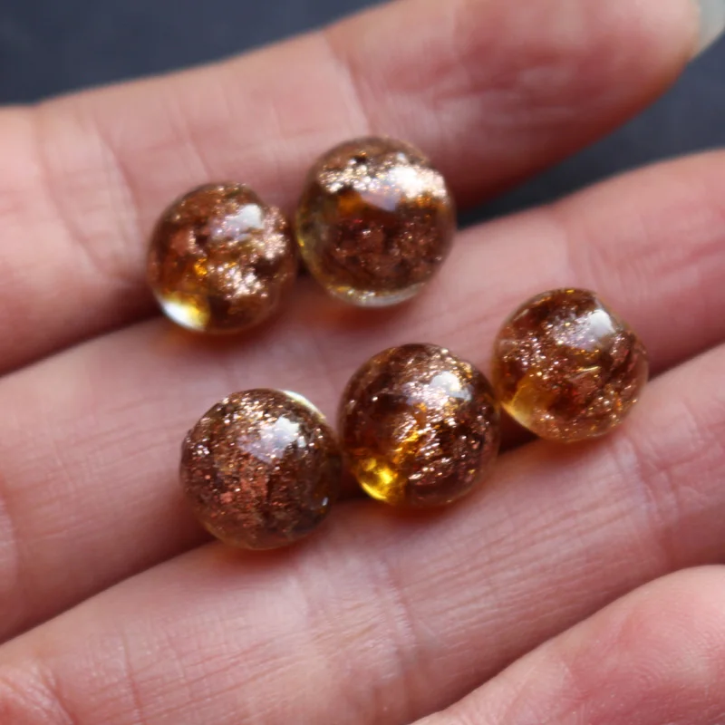 

10pcs/lot 10mm Lampwork Glass Beads Glass Boutique beads Dust Sand Brown color for earring necklace making