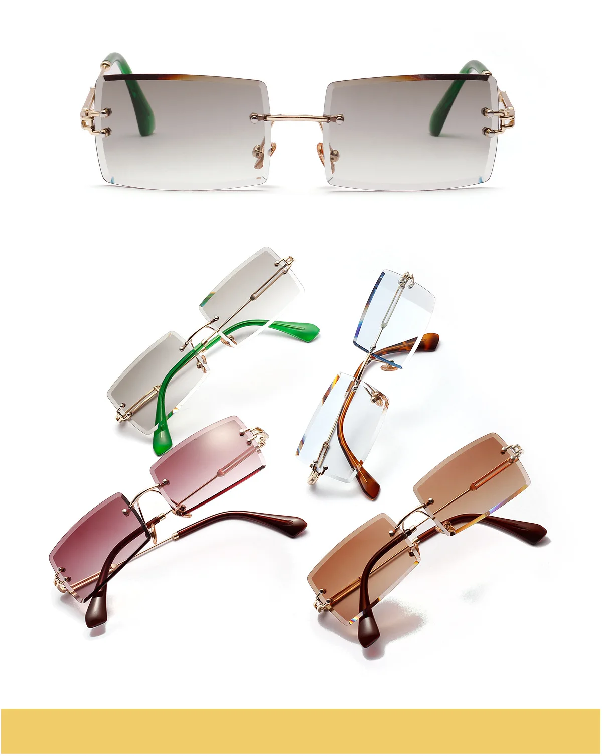 Square Sunglasses Women New Fashion Vintage Borderless Diamond Trimming Luxury Brand Designer Ladies Oculus UV400 Eyewear
