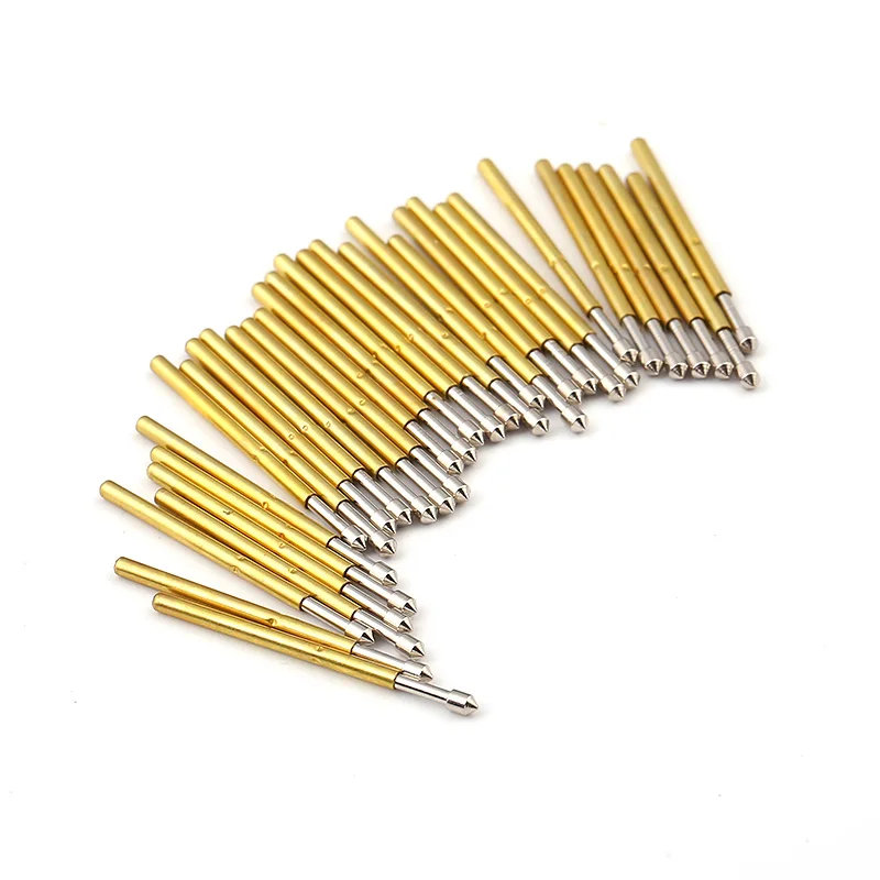 100Pcs P160-E2 Nickel Plated Springs Test Probe Brass Tube Outer Diameter 1.36mm Total Length 24.5mm Electronic Test Probe Tool