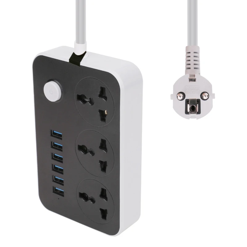 Дешево ЕС Plug мощность полосы 6 Порты и разъёмы USB 3 розетки USB розетки умная розетка Мощность Кнопка 1,8 м гнездо для шнура удлинителя