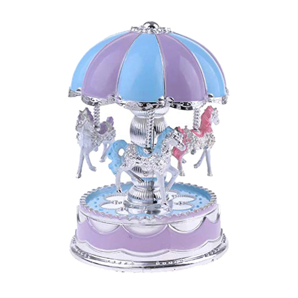 Nueva caja de música de carrusel LED brillante para niños juguete de cumpleaños regalo de boda caja de música de carrusel juguete para niños muñeca de juego