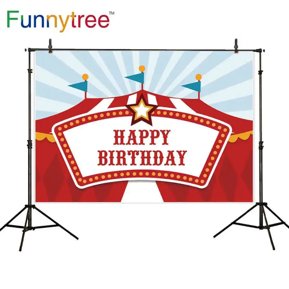 Funnytree サーカスの背景赤 ピンク旗フレームハッピーバースデー背景の写真撮影の Photophone Photocall 背景 Aliexpress