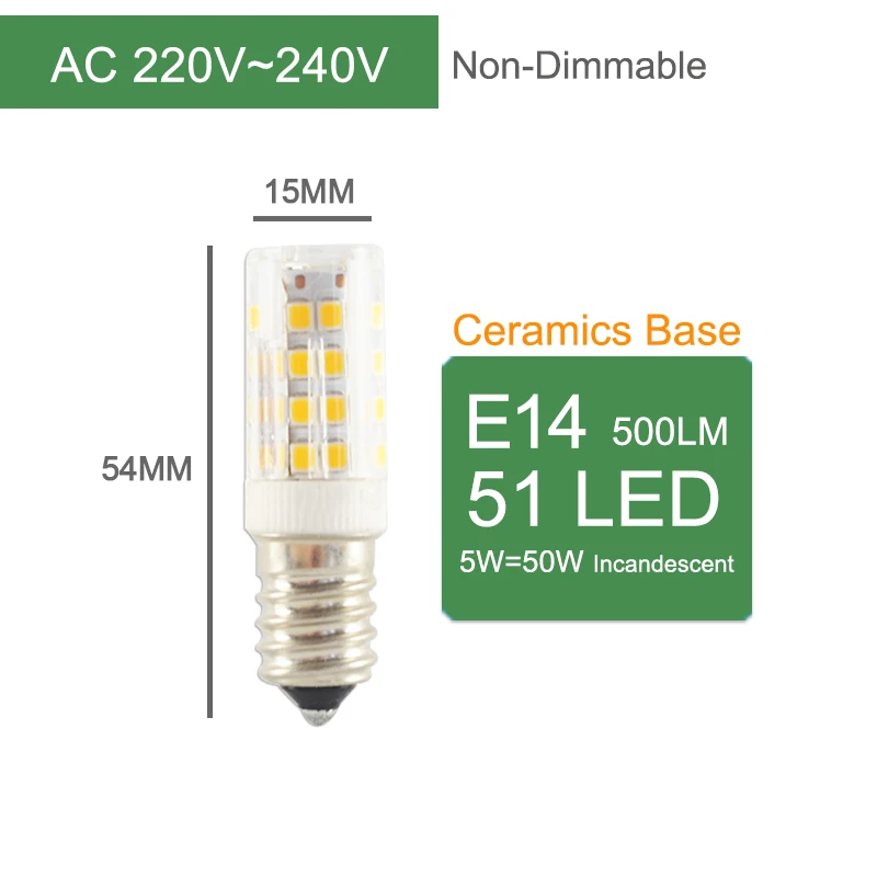 E14 220V 51LED No-Di Kaguyahime керамический Диммируемый E14 G4 G9 светодиодный лампочка 220В AC DC 12В 3 Вт 5 Вт 6 Вт 7 Вт 9 Вт 10 Вт 12 Вт COB SMD 220 светодиодный ламповый светильник - Испускаемый цвет: E14 220V 51LED No-Di