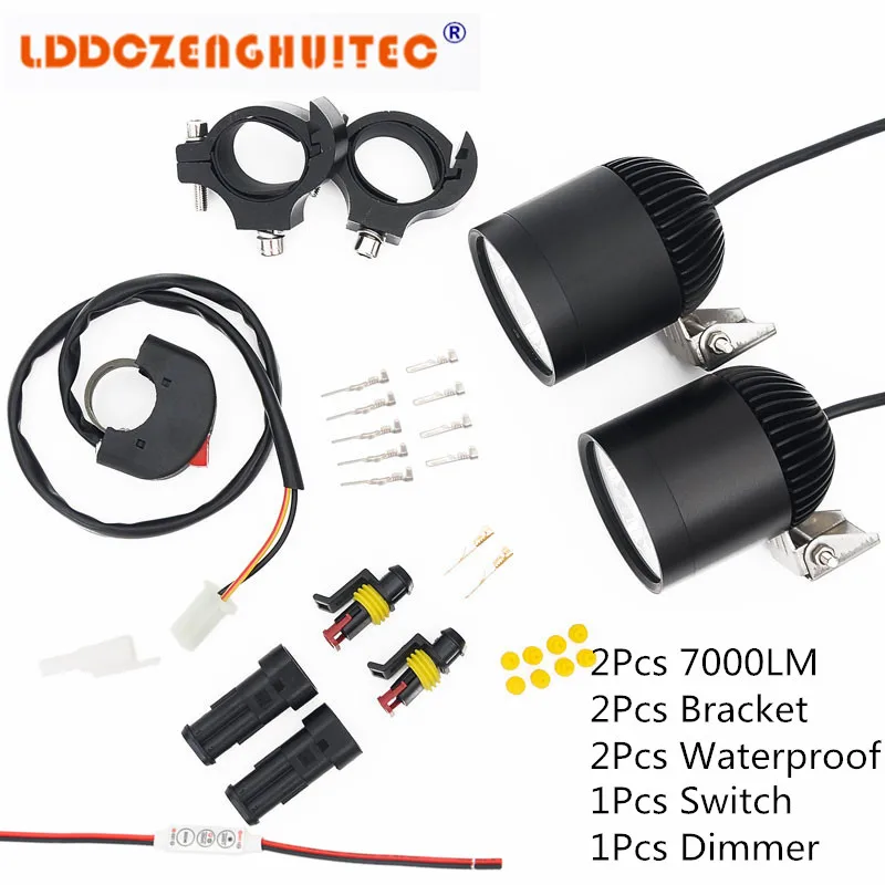 

LDDCZENGHUITEC Motorcycle Headlight 12V 24V 35W 7000LM LED Motorbike LED Spotlight Moto Driving Working Head Light Spot