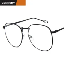 Новые корейские очки в большой оправе для женщин и мужчин Классическая Металлическая оптическая оправа винтажный фирменный дизайн пистолет для очков черные прозрачные линзы
