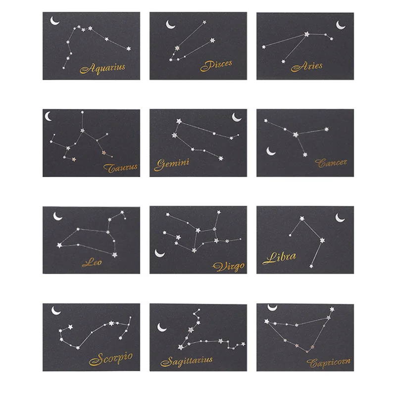

20Pcs Christmas Party Invitation Card 12 Constellation Greeting Card Birthday Party Holiday Folding Greeting Card 6ZXH29