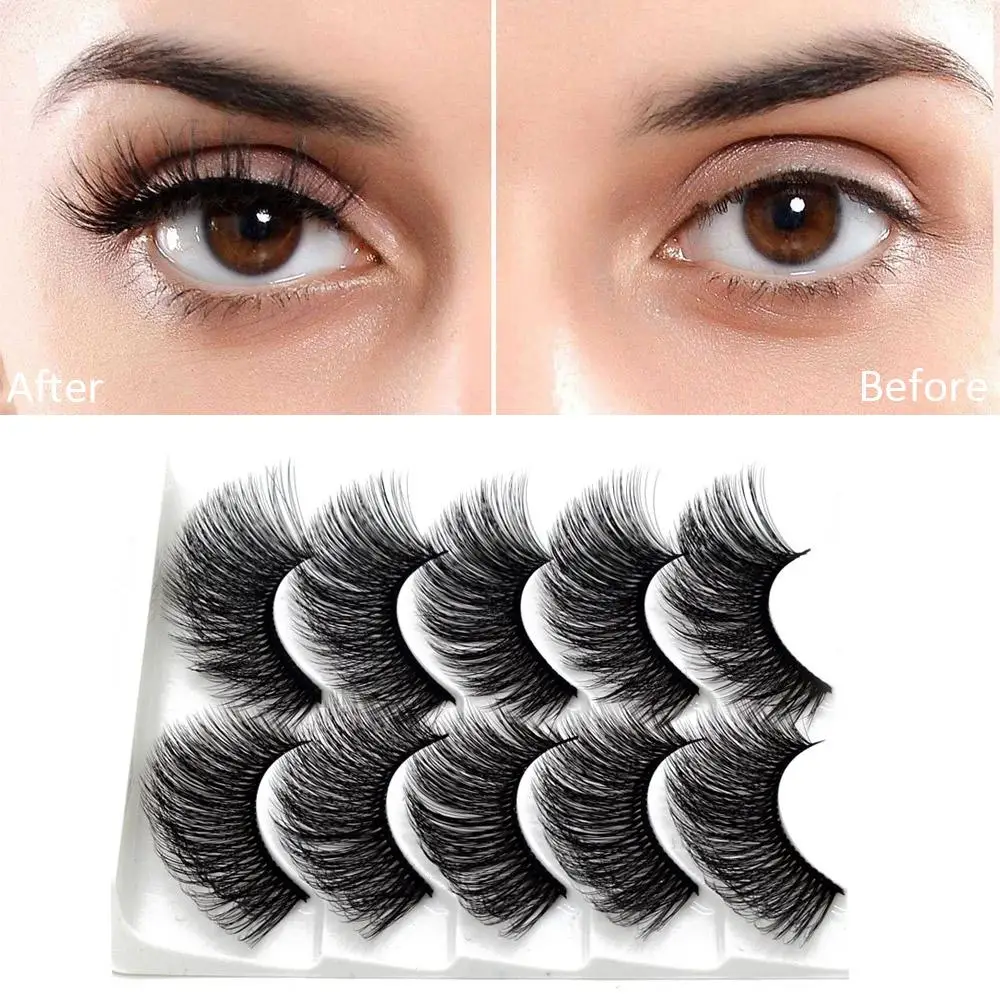 

5 Pairs 3D Handmade False Eyelashes Multi-layer Cotton Wire Stem Fake Eye Lashes Soft Comfortable Eyelash Extension for Beauty