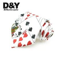 Мужской бренд полиэстер 4 дюйма Ширина "игральная карта/покер белый" Графический галстук высокого качества Нежные мужские галстуков