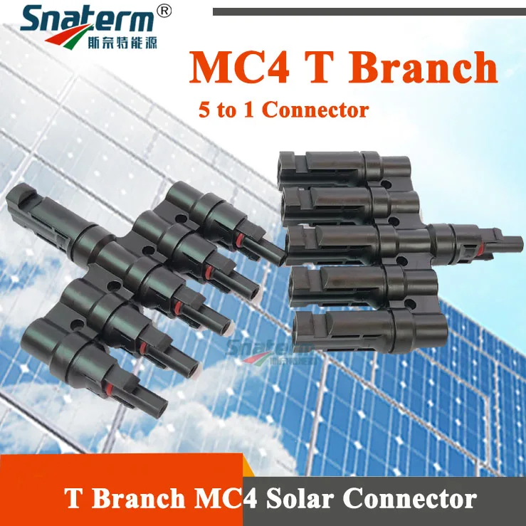 1 Pair x Solar Panel MC4 5 to 1 T Branch Connectors Cable Coupler