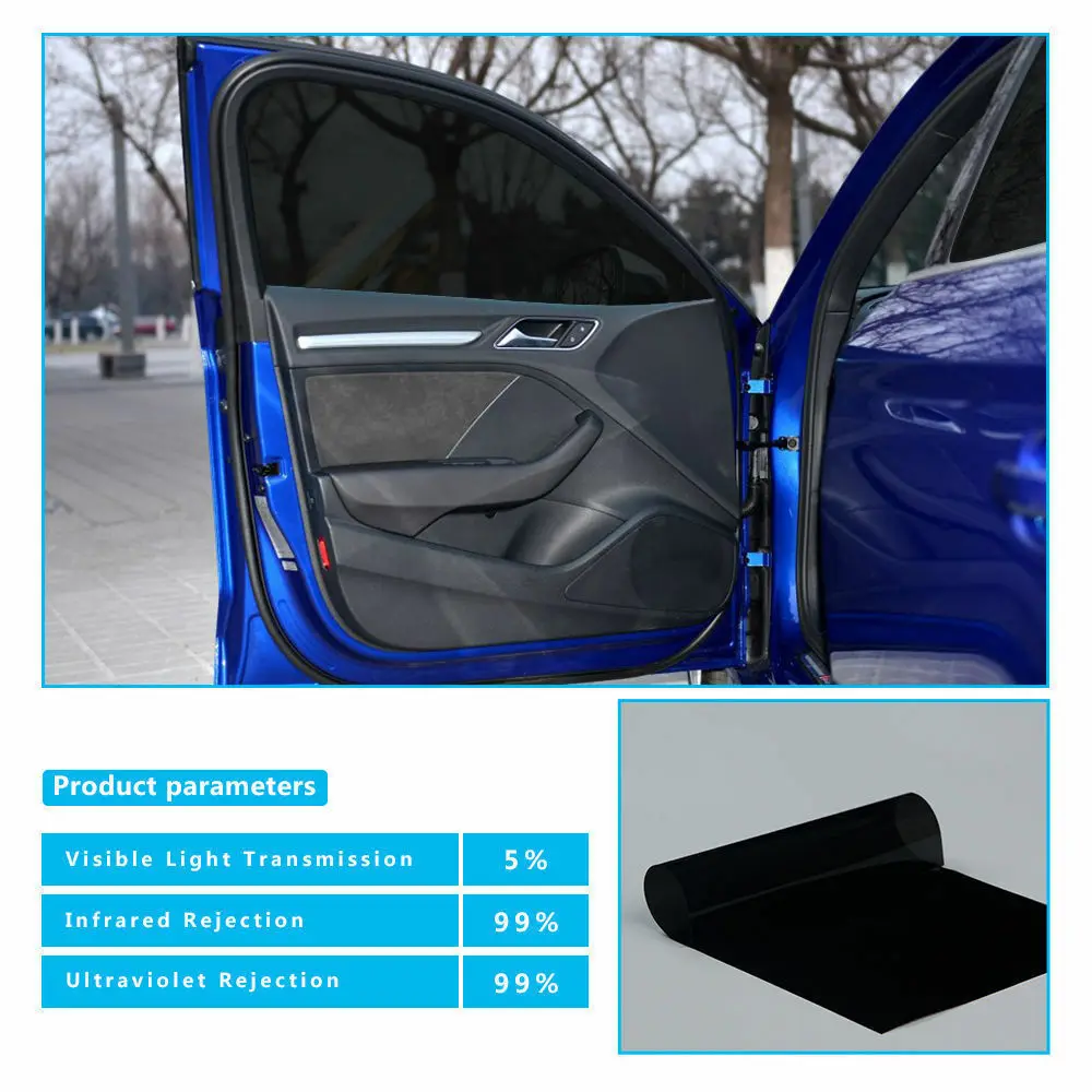 

4 Mil Anti-explosion Nano Ceramic Solar Tint 5%VLT Auto Car Side Window Film UV Proof Protection Car Window Film Foils 1.52x20m