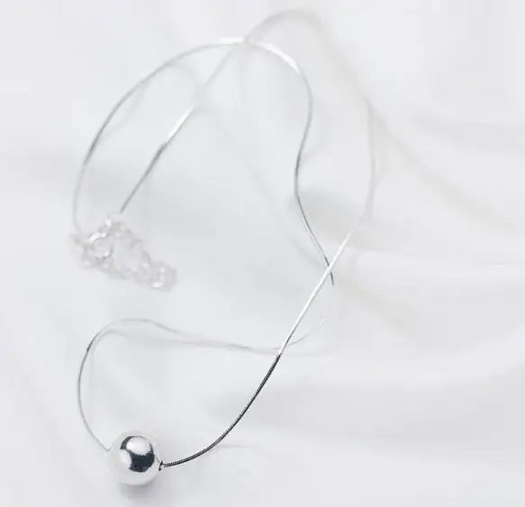 10 мм реальные 925 пробы серебро ювелирные украшения полированная Lucky круглый Bean кулон snakebone цепи цепочки и ожерелья для любви GTLX1803