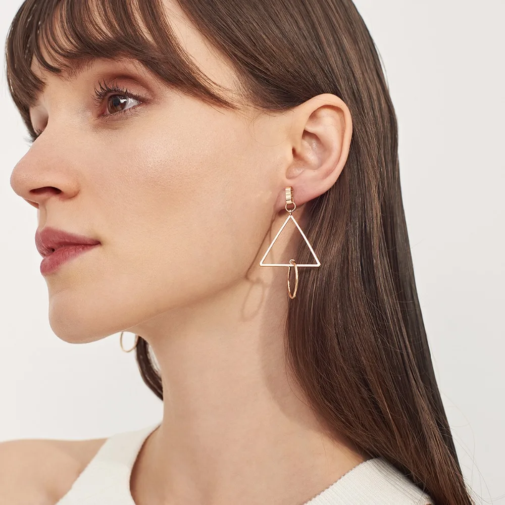 

Simple Trendy Geometric Triangle Dangle Earrings for Women Elegant Round Circle Drop Earring Pendientes Fashion Jewelry
