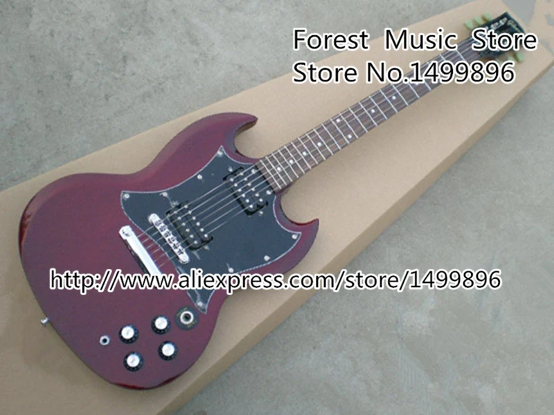

Top Selling Dark Red Suneye SG Electric Acoustic Guitar with PAF Humbuckers Style Pickup China Left Handed Available