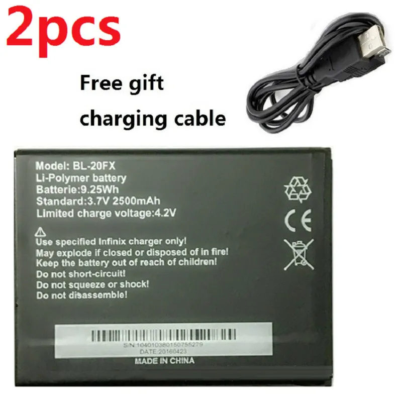 2Pcs Infinix Hot X507 BL 20FX Battery BL20FX 3.8V 2500mAh Lithium