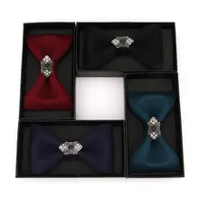 Модные мужские и женские бриллианты драгоценные камни Свадьба Банкет хлопок сплошной цвет галстук бабочка индивидуальный тренд