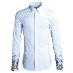Оригинальная вышивка китайский стиль Мужская рубашка тенденции моды сезон весна-лето белая рубашка мужской высокого класса повседневные