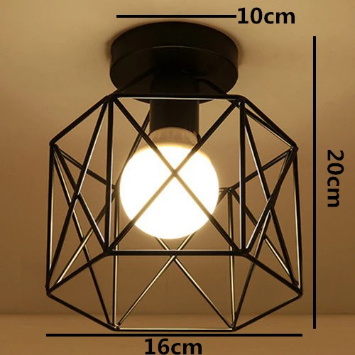 Винтажный потолочный светильник E27 s, железный черный потолочный светильник, ретро светильник в клетку, Кухонные светильники, светильник для дома, светильник ing - Цвет корпуса: D-style
