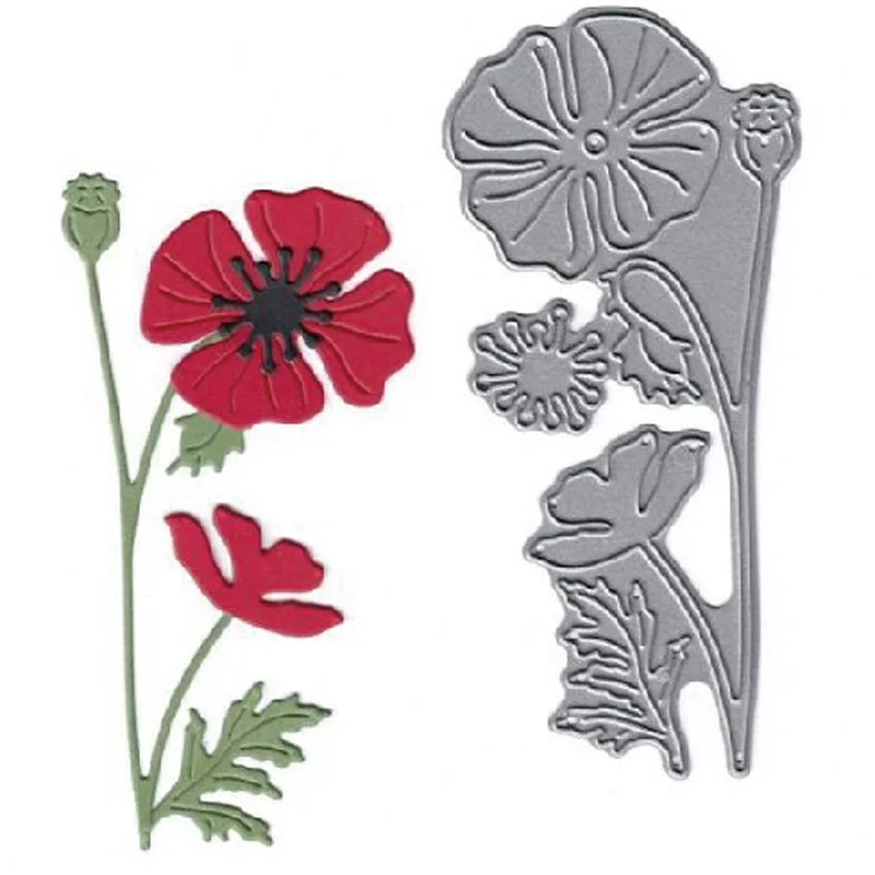39*90mm Poppy flower Metal Cutting Dies Stencil for DIY Scrapbooking/photo album Decorative