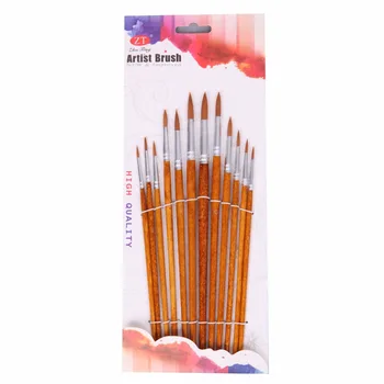 

12Pcs Nylon Hair Round Pointed Acrylic Watercolor Tip Artists Paint Brushes Set Painting Teaching Tools