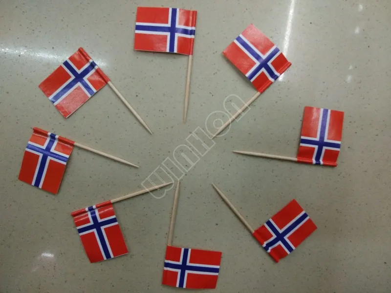300 шт. упакованы Норвегии зубочистку флаги норвежский Еда CakeToothpicks кекс палочки фруктовый коктейль украшения зубочистку флаг - Цвет: Norway Flag