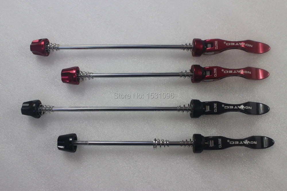 

Novatec QR211 Alloy quick releases skewers QR front & rear, for 100/135mm MTB bicycle disc hubs, black & red, bike accessories