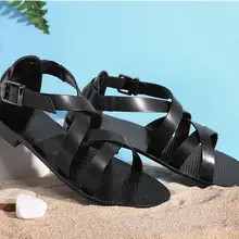 Лето стиль Одежда высшего качества Для мужчин S Сандалии Летняя повседневная обувь для Для мужчин модная обувь на плоской подошве мужские сандалии черный