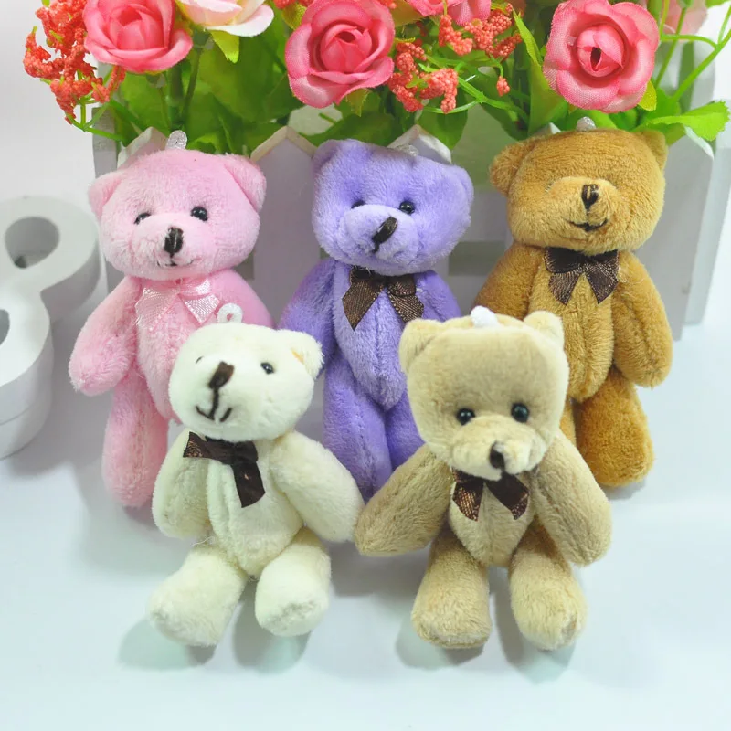 Mini Cute Cartoon Joint Bear Plush Toys Bow Tie Teddy Bear Dolls Bag Phone Pendant DIY Flower Bouquet Doll 8cm  (1)