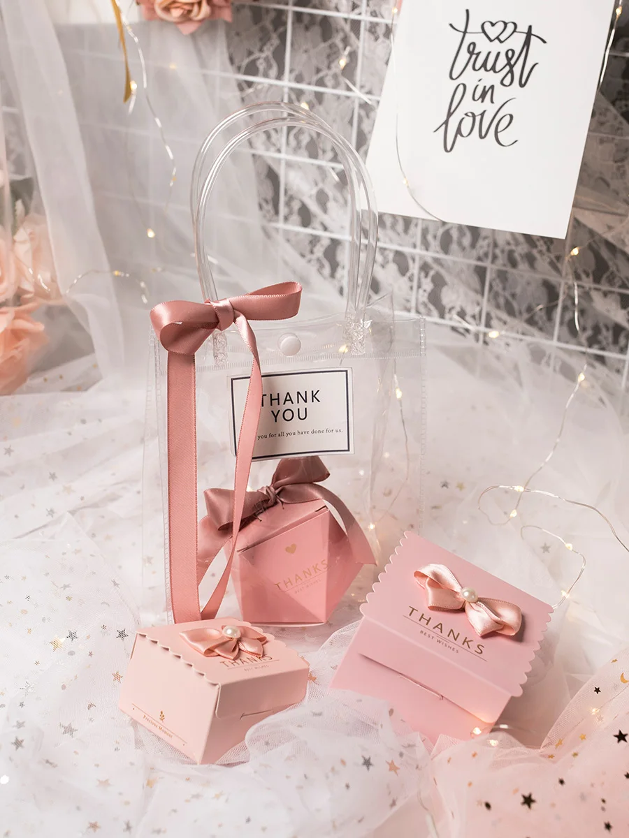 

PVC Clear Transparent Tote Gift Bag Shopping Jelly Christmas Thanksgiving Organizer Bags gift Packaging Bag With Handles Boxes