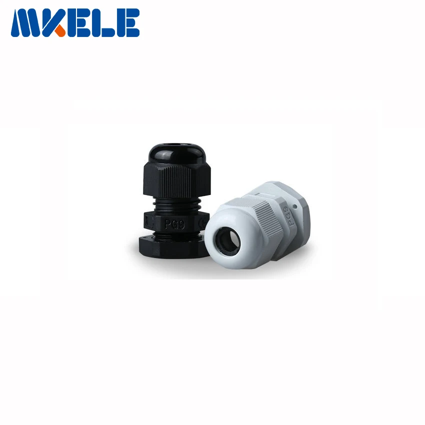 

10pcs/lots PG9 Black/white IP68 cable connector Plastic Nylon Waterproof Cable Glands Joints for 4-8mm cable