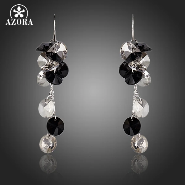 AZORA Elegent Queen Cluster Stellux Austrian Crystal Fashion Drop Earrings TE0148